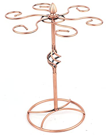 Portabicchieri da Vino da Banco Vintage con 6 Ganci, Supporto per Bicchieri da Vino da Tavolo Autoportante, Portaoggetti per Calici da Tavolo per Bar Ristorante Casa