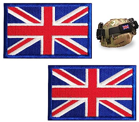 2PCS Tactical Great British Union Jack Patch,Tactical Union Jack Embroidered Flag,United Kingdom Embroidered Fabric Patch Hook and Loop Applique for Tactical Backpack,Hats Jacket Pants(8x5cm)