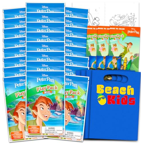 Disney Peter-Pan- und Tinkerbell-Mini-Partygeschenk-Set für Kinder – Paket mit 24 Mini-Pusher-Pan/Tinkerbell Grab n Go Spielpackungen mit Malvorlagen, Aufklebern und mehr (Peter Pan