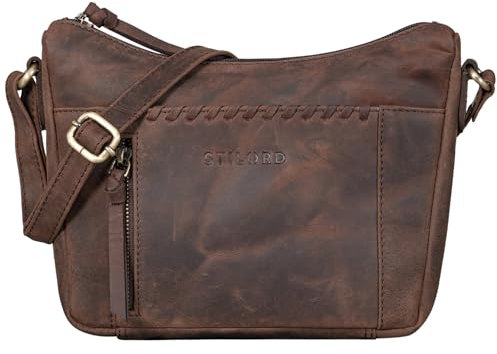 STILORD 'Nia' Damen Umhängetasche Klein Leder Handtasche Frauen zum Umhängen Vintage Kleine Geflochtene Lederhandtasche Lady Elegant Abendtasche Hand Tasche Echtleder, Farbe:zamora - braun