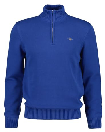 GANT Men's Casual Cotton Halfzip Pullover, Rich Blue, XL