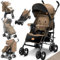KIDIZ® Kinderwagen City-Pro Buggy Kinderbuggy klappbar Liegebuggy Sportwagen Faltbar 360° 6-Zoll-Rädern Inkl. Moskitonetz, Fußsack und Regenverdeck zusammenklappbar Schlaffunktion Khaki