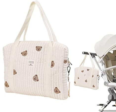 Stickerei Baby Wickeltasche, Wickeltasche Kinderwagen, Große Neugeborene Windeltasche Baby Wickeltasche, Baumwolle Reise Wickeltasche Tragetasche Henkeltaschen Tragbare Leichte Babytasche Mama Tasch