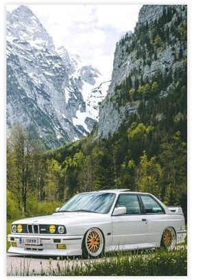 HACERR BMW E30 Wandkunst-Poster auf Leinwand, Poster, Schlafzimmer, Zuhause, Büro, Dekoration, 30 x 45 cm