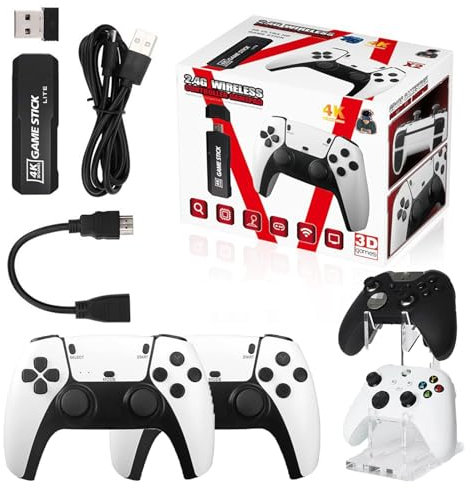 Zeus Retro Gaming Console, Zeus Retro 4K Gaming Stick, retro gaming console, HDMI Output,Plug And Play Video Game Stick Built In 20000+ Games Wireless Controllers (64G(With Handle bracket))