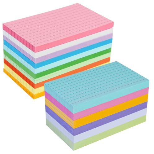 SenseYo Karteikarten, liniert, 7,6 x 12,7 cm, bunte Karteikarten zum Lernen schwerer Notizkarten für Büro, Zuhause, 800 Stück