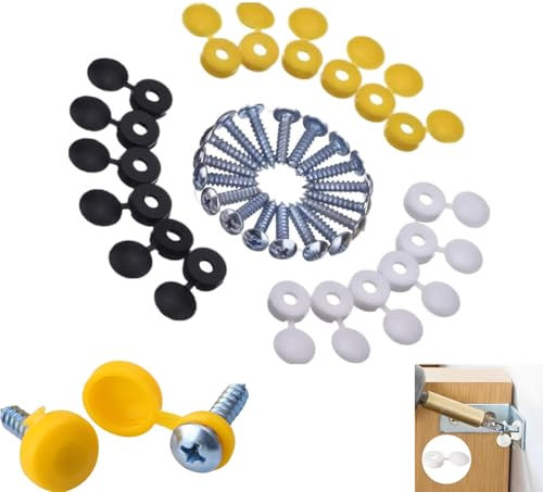 48 Piece Number Plate Screws, Number Plate Caps Car Registration Fixing Kit, 12 White, 12 Yellow, 12 Black And 12 Screws
