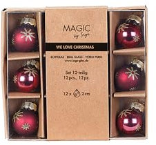 Weihnachtskugeln Glas 2cm 12er Set - Glitzer Schneeflocken Motiv - Kleine Christbaumkugeln Weihnachtsbaumkugeln für Weihnachten - Christbaumschmuck & Weihnachtsbaumschmuck - Smooth Port