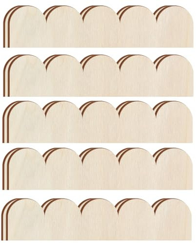 Threehoney Unlackierte dekorative Holzleiste, gewellter Rand, dekorative Holzleiste, niedliche DIY-Zierleiste für Zuhause, Wandschrank, Regal und Fenstertür, 12 Stück, 40 x 8 cm