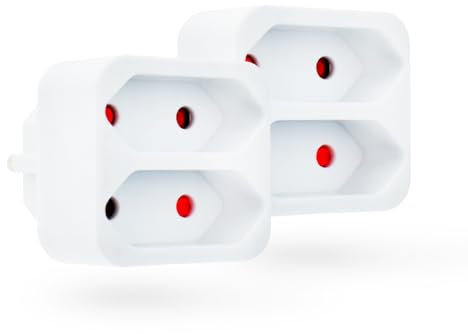 feletec 2-fach Steckdosenadapter 2x Euro, weiß, 2 Stück, Mehrfachstecker, Mehrfachsteckdose