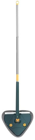 Trapeador de limpieza triangular - Trapeador de limpieza ajustable giratorio | Cepillo triangular extensible giratorio de 360 grados con mango largo | Herramienta de limpieza de ducha seca y húmeda