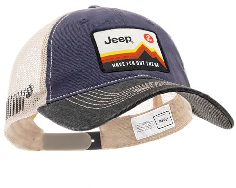 Jeep Herren Hat Jeep Have Fun Out There Patch Garment Washed Trucker Hat Unstructured