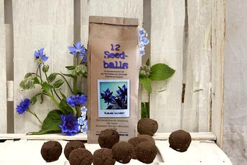 Seedball 12er Pack *MadeInGermany* unterstützt von regionaler Behindertenwerkstätte - nachhaltige Geschenke | Samenbomben, Blumensamen, Samenkugeln, Blumenkugeln (Seedballs Blaues Wunder - 12 Stück)