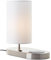 Lightbox Tischlampe mit Wireless Charging & Stoff Lampen-Schirm | 26 cm Höhe, Ø 12 cm | moderne Nachttischleuchte für das Schlafzimmer | E14 | aus Metall/Textil/Eisen in Silberfarben/Weiß