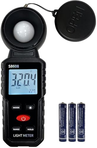 Digital Luxmeter Photometer Belichtungsmesser Beleuchtungsstärke Lichtmesser mit LCD Display, Messlichter 0-200,000
