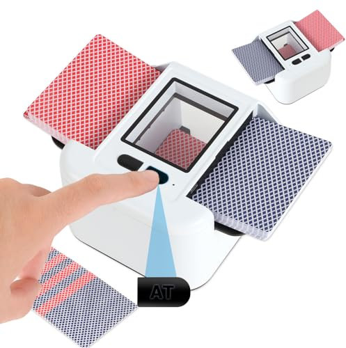 Automatischer Kartenmischer mit Auto und Manuellem Modus, Kartenmischmaschine Elektrische 1-2 Decks, 2000mAh Wiederaufladbarer Geräuscharm kartenmischgerät für UNO, Poker, Phase 10, Heimkartenspiele