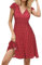 Zeagoo Womens Casual Dresses V Neck Short Sleeve Summer Dress High Waisted Floral Dresses Boho Wrap Beach Dress Red Polka Dots S