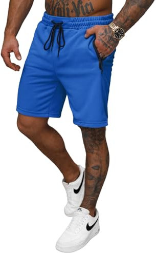 OZONEE Herren Sporthose Kurz Shorts Sweatpants Trainingshose Kurze Hose Bermuda Sportshorts Jogginghose Freizeithose Sweatshorts Herrenhose Sport 777/4708S/17 BLAU 2XL