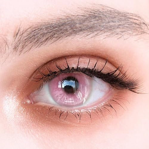 1 Paar rosa Farbe Monatslinsen Mit Stärke. 1-Month Kontaktlinsen 'Die Schönheit von morgen', leicht einzusetzend - Topqualität für Cosplays, Fasching, Karneval und Halloween (0.0 Dioptrien)