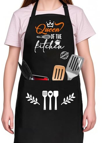 Lustige Schürzen für Frauen, Kochschürze mit Taschen, Küche, Backen, Grillen, Lätzchen, Schürzen, Geburtstag, Weihnachten, Einweihungsgeschenk, Muttertagsgeschenk, Erntedankgeschenk für Ehefrau