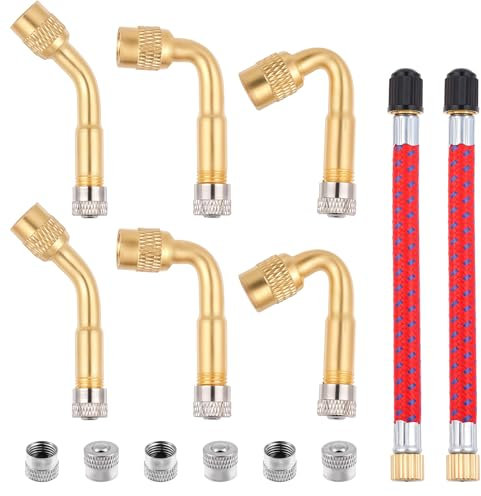 14 pezzi prolunga valvola auto set 2 pezzi estensione valvola auto valvola 6 pezzi estensione valvola adattatore 45 90 135 gradi valvole auto Asapte con 6 tappi per valvole per auto moto Schrader