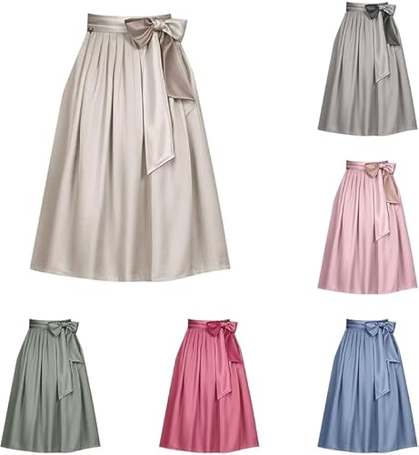 Dirndl Schürze, Trachtenrock Damen Dirndlschürze 70 cm Rocklänge Dirndlrock Midi Trachten Rock Große Größen Dirndlschürzen Lang Trachtenrock Knielang Trachtenschürze Für Oktoberfest S-XL Beige M