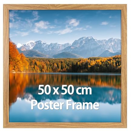 Vasemouh Cadre 50x50cm Carré Rustique en MDF Bois Naturel, pour Photo, Création Artistique ou Tableau Moderne - Affichage Vertical/Horizontal, 1 Pièce