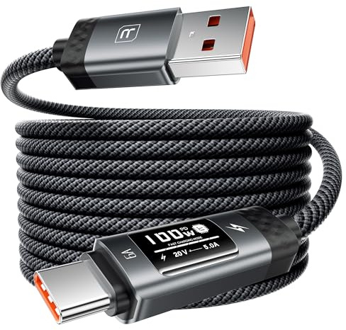 toocki Cable USB-A vers USB-C 2M, 6A Câble USB C Charge Rapide avec Affichage Numérique OLED, Compatible avec iPhone 15-17 series, Huawei Mate 70 Pro/RS/Pura 70, Honor 80/70, Xiaomi Series