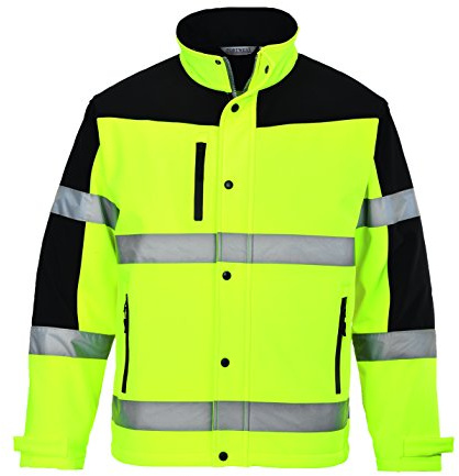 Portwest S429 Hi-Vis Contrast Softshell (3L) Long Sleeve Stud Front Opening | Yellow, 3X Large, EN ISO 20471 Class 3, Loose Fit, Micro Polar Fleece Lined, 2 Side Zip Pockets, Secure Storage, Safe Storage
