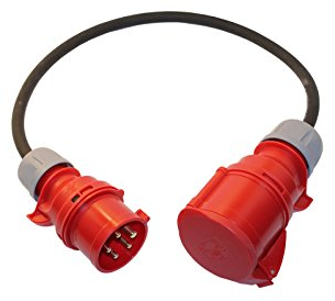 maxgo CEE Adapterleitung Starkstromkabel Adapterkabel Anschlusskabel H07RN-F 5X1,5mm² Stecker 16A auf 32A Kupplung 400V PCE Außenbereich Gummischlauchleitung 0,5m