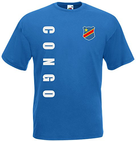 DR Kongo Congo Zaire WM-2022 T-Shirt Trikot Wunschname Nummer Royalblau S