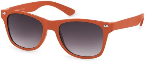 styleBREAKER Kinder Sonnenbrille Retro Nerd Design mit verspiegelten oder getönten Gläsern | UV400 Schutz | Kunststoffrahmen | für Kleinkinder 18 Monate bis 4 Jahre, Gestell Orange/Glas Grau Verlauf