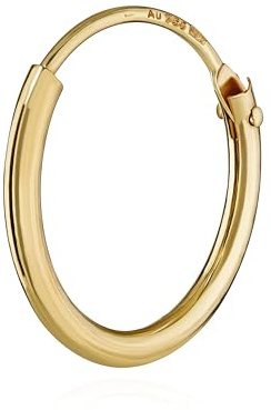 NKlaus einzelne gestempelte Creole, 750 Gelbgold, 13mm | Gestempelter Ohrschmuck aus 750 Gelbgold