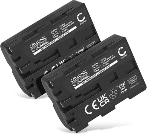 CELLONIC, Battery for Camera compatible with Sony NP-FM500H, Alpha SLT-A58 (α58) (7.2V - 7.4V, 1400mAh) 2 Pieces