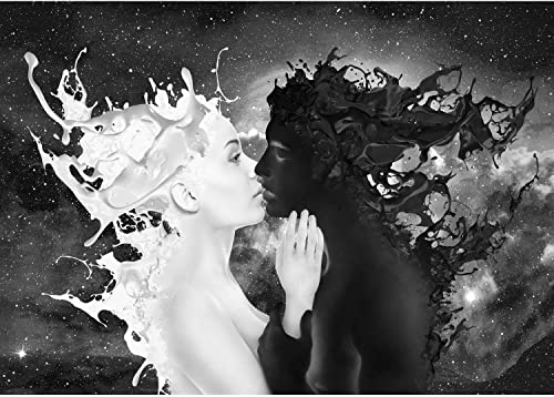 Runa Art Fototapete Milk & Coffee Modern Vlies Wohnzimmer Schlafzimmer - Made in Germany - 308 x 220 cm Schwarz Weiss 9222010a