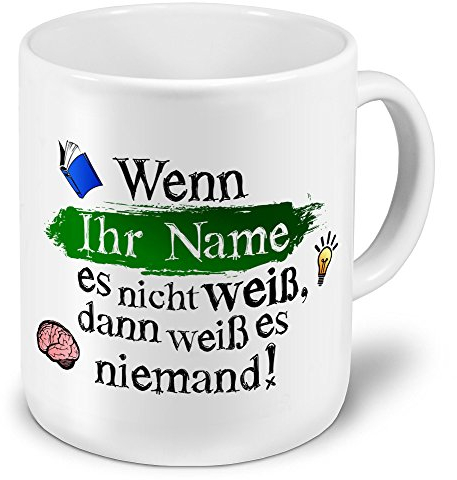 printplanet® XXL Riesen-Tasse mit Namen personalisiert - Motiv Wissen - individuell gestalten - Namenstasse, Kaffeebecher, Becher, Mug