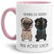 Tassendruck Mops-Tasse mit Spruch Niemand ist Perfekt, Aber Möpse Schon/Hund/Tier/Pug/Cup/Mug/Innen & Henkel Rosa