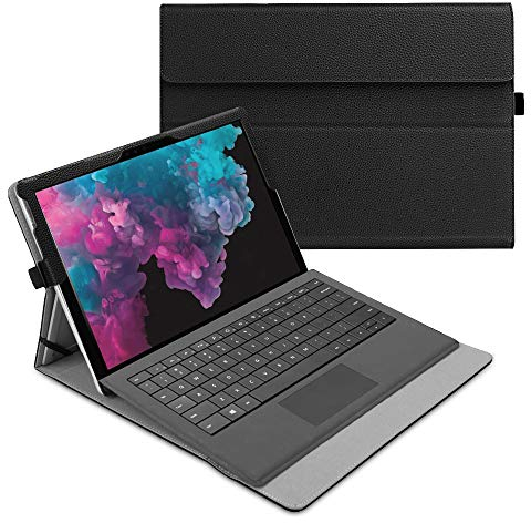 FINTIE Case for Microsoft Surface Pro 7+/7/6/5/4/3-12.3 Inch Multi-Angle Viewing Portfolio Cover, Compatible with Type Cover Keyboard, Black