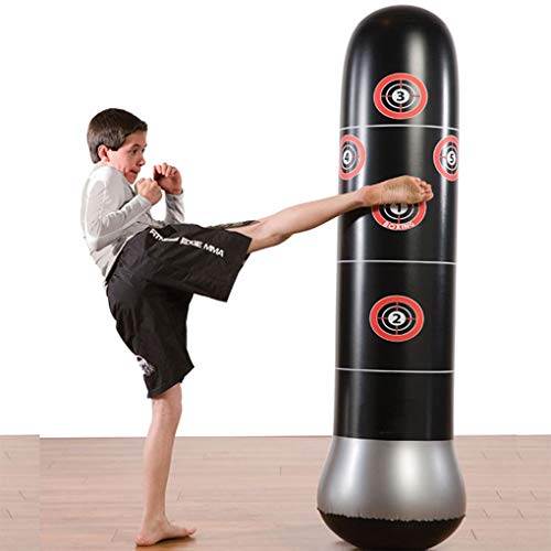 Stehender Boxsack Kinder Boxen PVC Aufblasbarer Boxsack St?nder Boxs?cke Boxs?ulen Tumbler Punching Tower Boxen Karate Training MMA Boxing Trainer Jugendliche Erwachsene,145 x 24cm