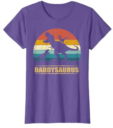 Daddy Dinosaur Daddysaurus 2 Two Kids Funny Father's Day dad T-Shirt