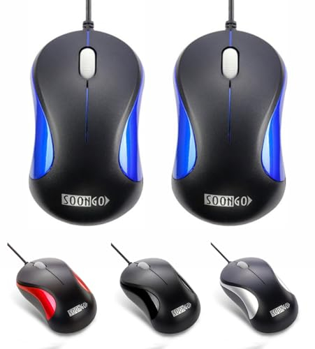 SOONGO Laptop Mouse 2 Pack Suitable for Office and Home Use Compatible computers, laptops, desktops, Windows 7/8/10/XP/11, Vista and Mac blue
