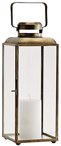 Madam Stoltz Windlicht / Stumpenkerzenhalter mit Griff, 42,5 cm, goldfarben