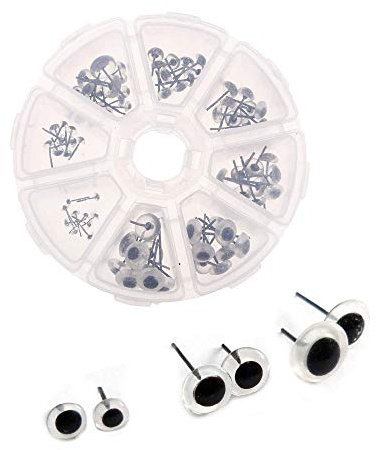 80pcs Clear Black Glass Eyes 3-10mm Needle Felting Material Kit DIY Accessories Black Beans Needle Type Eye for Teddy Puppets Dolls Crafts