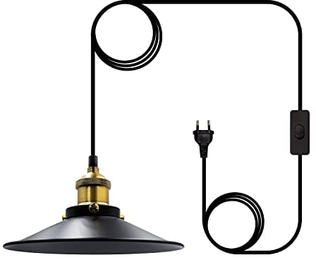 Crzpchas Vintage Lampenschirm Hängelampe Outdoor Hängelampe mit Stecker 600cm Hängeleuchte Stecker E26/E27 lampenfassung mit schalter Deckenleuchte Campingwagen Lampe mit Stecker