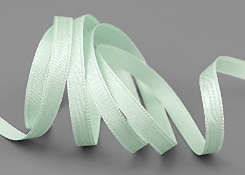 50 m x 6 mm Satinband MINT Mintgrün (036) doppelseitiges Schleifenband aus Satin ohne Draht weich und glänzend Geschenkband Deko Band double face Dekoband Dekorieren Kordel Basteln