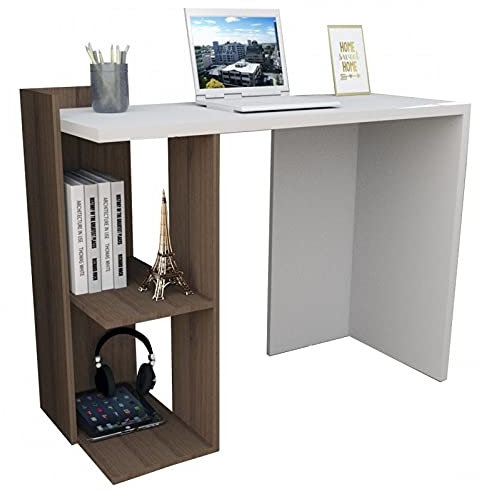 Punto Bureau 102 cm Blanc et 1 Caisson Noyer
