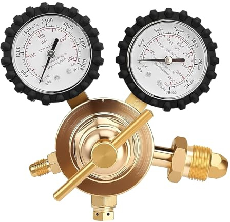 Nitrogen Regulator with 0-400 PSI Delivery Pressure, 60 Hose CGA580 Inlet Connection and 1/4'' Male Flare Outlet Connection