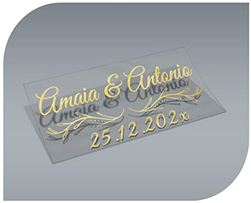 Personalisierbare Aufkleber mit Namen und Datum, Aufkleber für Einladungen, Hochzeit, Taufe, Verlobung, Kommunion, Geburtstag, Party, Vintage, Stempel (Modell 3)