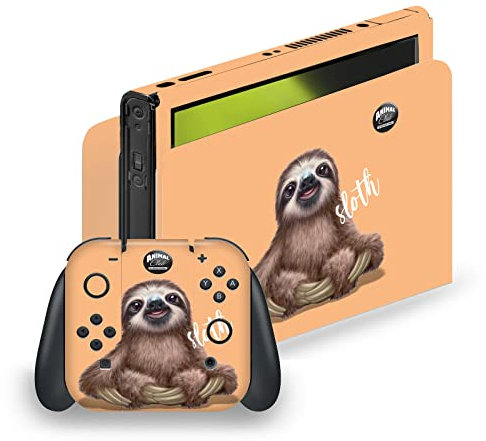 Head Case Designs Offizielle Animal Club International Faultier Gesichter Vinyl Haut Gaming Aufkleber Abziehbild Abdeckung kompatibel mit Nintendo Switch OLED Bundle