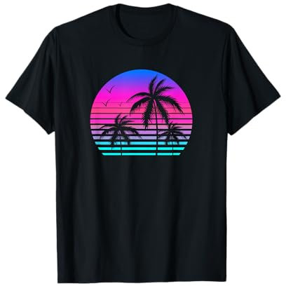 Sonnenuntergang Palme Baum Casual Mode Aesthetic Vaporwave T-Shirt